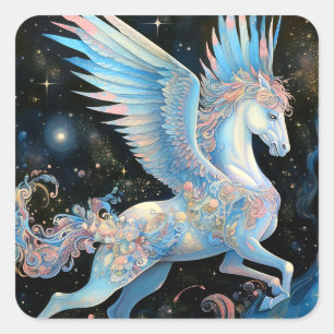 Pegasus Fantasy Art Quadratischer Aufkleber