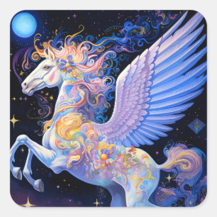Pegasus Fantasy Art Quadratischer Aufkleber