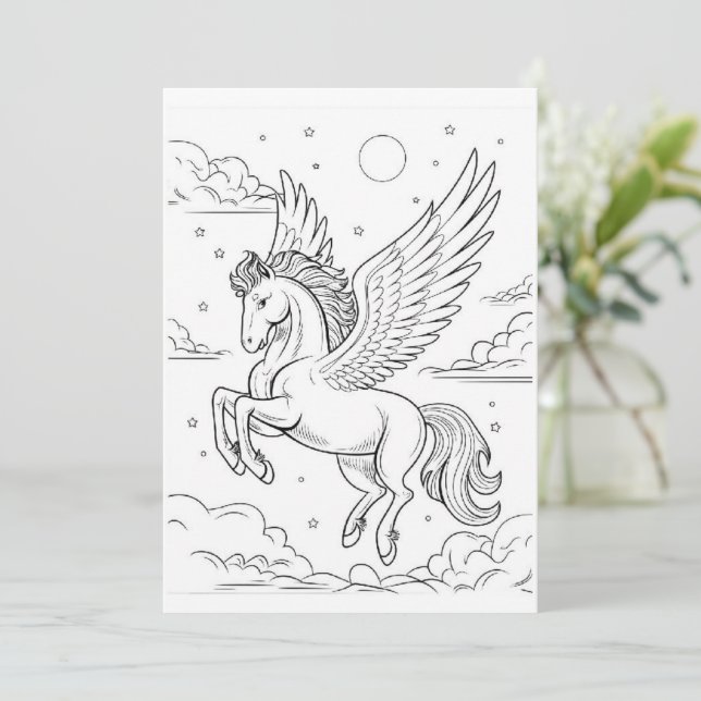 Pegasus | Farbe für Ihren eigenen Gruß (Stehend Vorderseite)