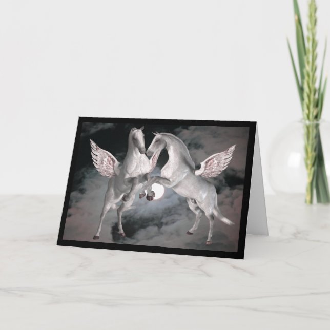 Pegasus Full Moom Fantasy Pferde Fotokarte Karte (Vorderseite)