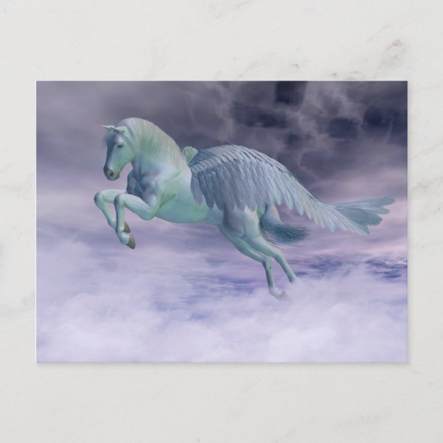 Pegasus Galloping durch Sturmwolken Postkarte (Vorderseite)