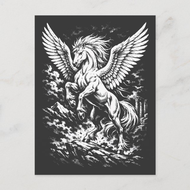 Pegasus — Geflügelter Herold des Sturms Postkarte (Vorderseite)
