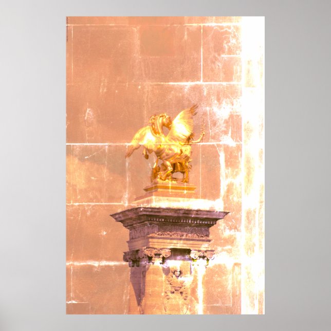 Pegasus Gilded bronze statue skulptur Paris Pont Poster (Vorne)