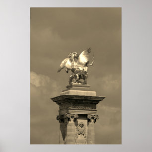 Pegasus Gilded Bronze Statue skulptur Paris Pont Poster