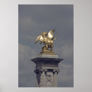 Pegasus Gilded Bronze Statue skulptur Paris Pont Poster