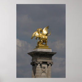 Pegasus Gilded Bronze Statue skulptur Paris Pont Poster