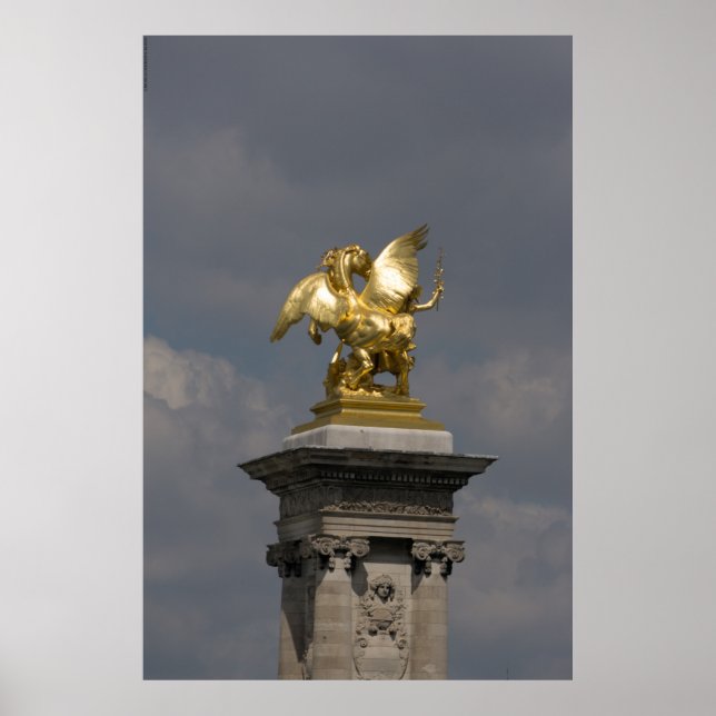 Pegasus Gilded Bronze Statue skulptur Paris Pont Poster (Vorne)