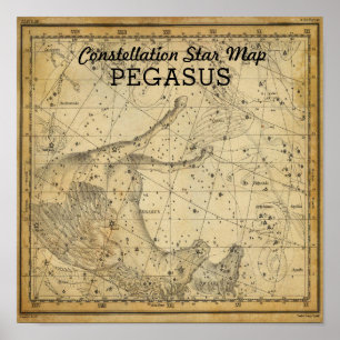 Pegasus Horse Constellation Star Karte Andromeda Poster