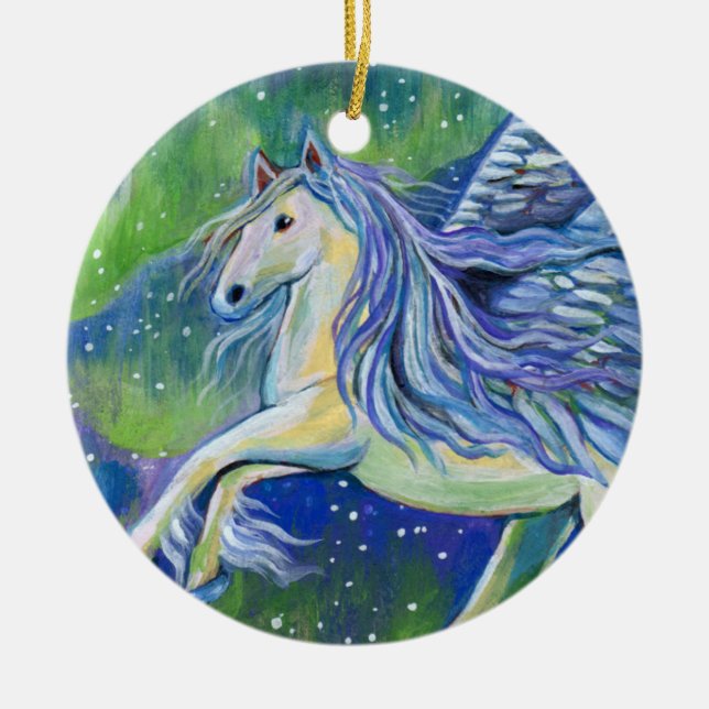 Pegasus im Nordlicht Keramikornament (Vorne)