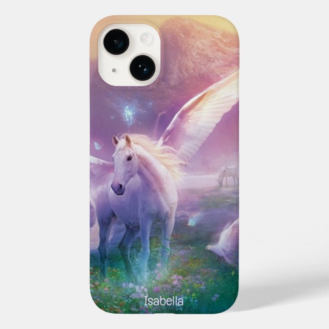 Pegasus in Wildblumen Personalisieren Case-Mate iPhone Hülle (Rückseite)