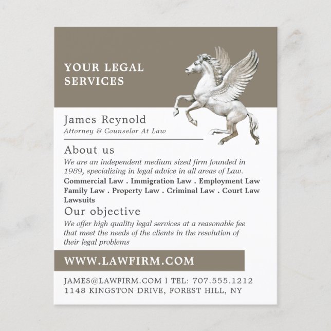 Pegasus, Legal Services Flyer (Vorne)