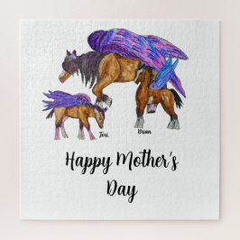 Pegasus Mama mit zwei Babys zum Muttertag Puzzle