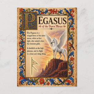 Pegasus, mittelalterliche Bestiarien-Kunst Postkarte