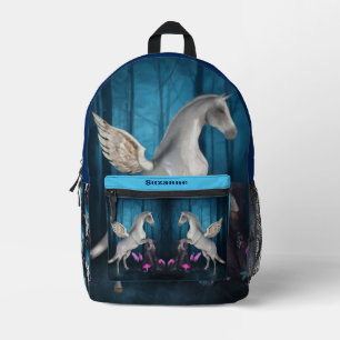 Pegasus Pferd im Fantasy-Wald Personalisiert Bedruckter Rucksack