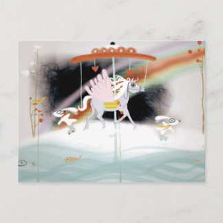 Pegasus Pferd Runde Kinderzimmer Postkarte