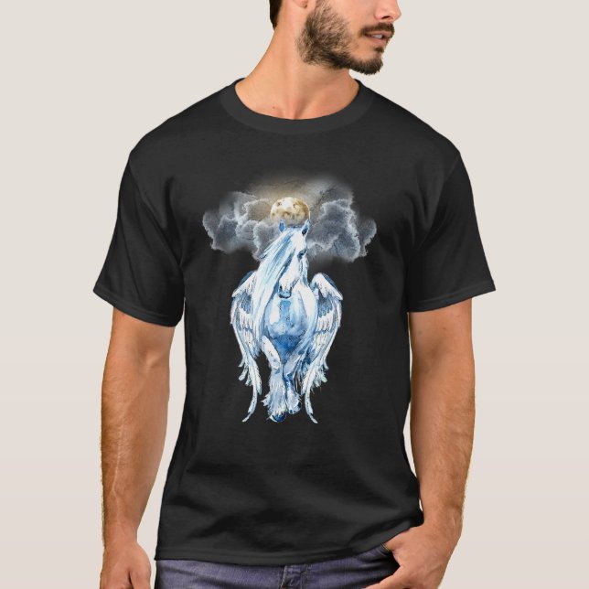 Pegasus Pferde Fliegendes Pferd Flügel Dunkle Enge T-Shirt (Vorderseite)