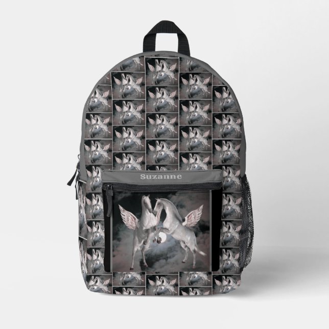 Pegasus Pferde Full Moon Sky Personalisiert Bedruckter Rucksack (Vorderseite)