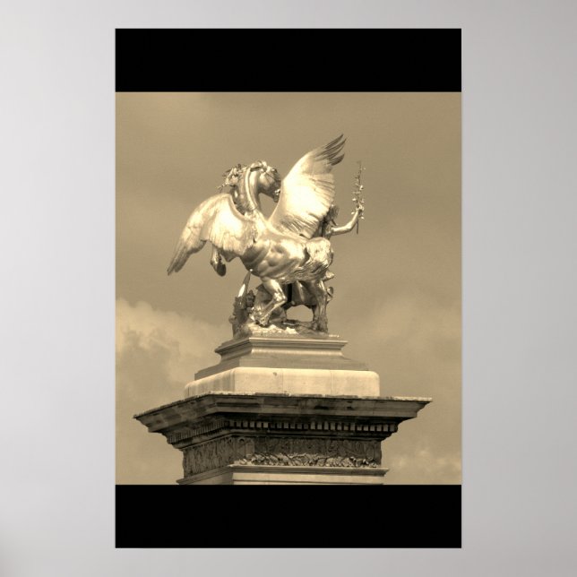Pegasus Pont Alexandre statue skulptur Paris Pont Poster (Vorne)