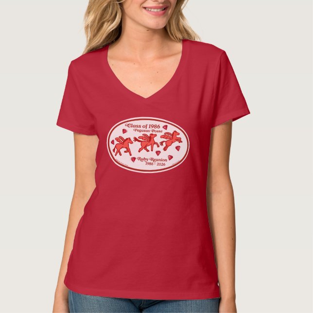 Pegasus Posse Ruby Reunion V-Ausschnitt T-Shirt (Vorderseite)