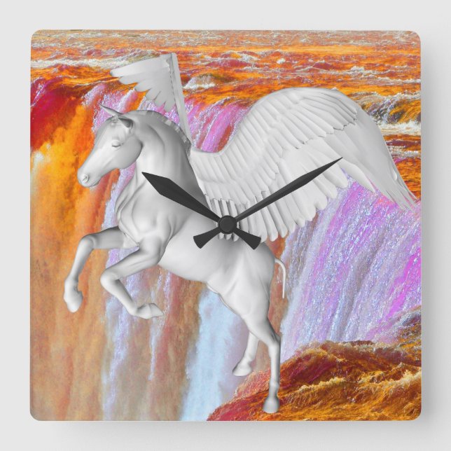 Pegasus Quadratische Wanduhr (Vorderseite)