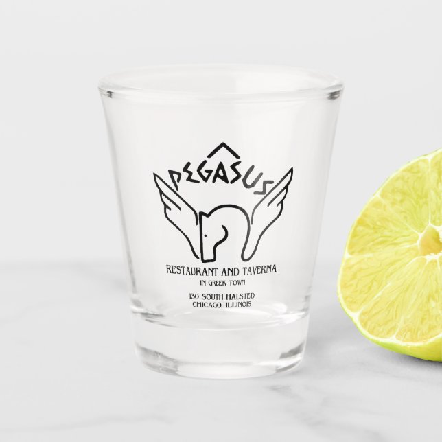 Pegasus Restaurant und Taverna, Chicago, IL Schnapsglas (Vorderseite)