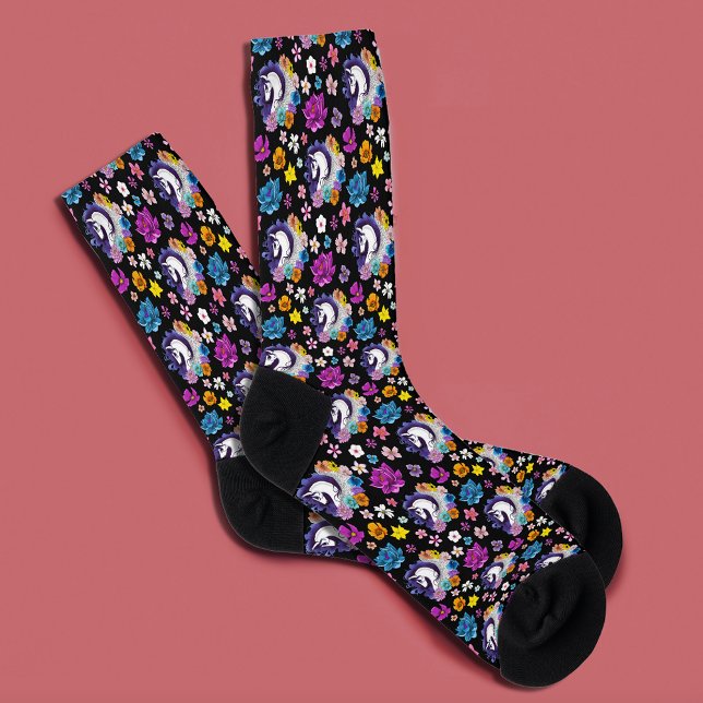 Pegasus Schwarze Blüten Socken (Von Creator hochgeladen)