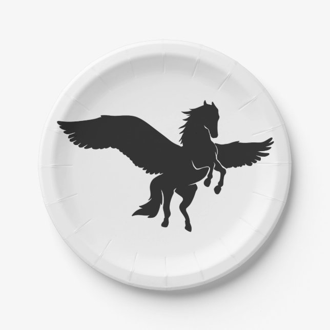 Pegasus Silhouette - Hintergrundfarbe auswählen Pappteller (Vorderseite)