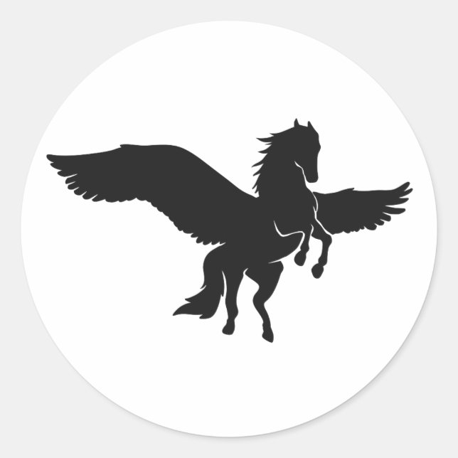 Pegasus Silhouette - Hintergrundfarbe auswählen Runder Aufkleber (Vorderseite)