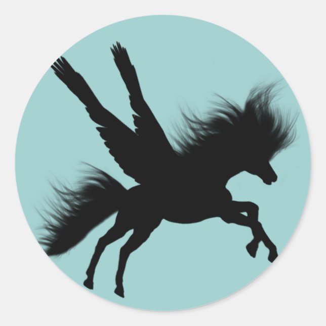 Pegasus-Silhouette Runder Aufkleber (Vorderseite)