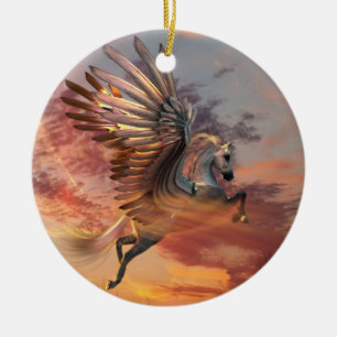Pegasus-Sonnenuntergang-Pferdeverzierung Keramik Ornament