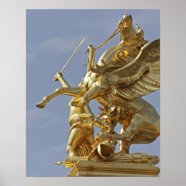 Pegasus statue at the Brücke Alexander III. Poster (Vorne)