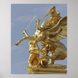 Pegasus-Statue auf der Brücke Pont Alexander III Poster
