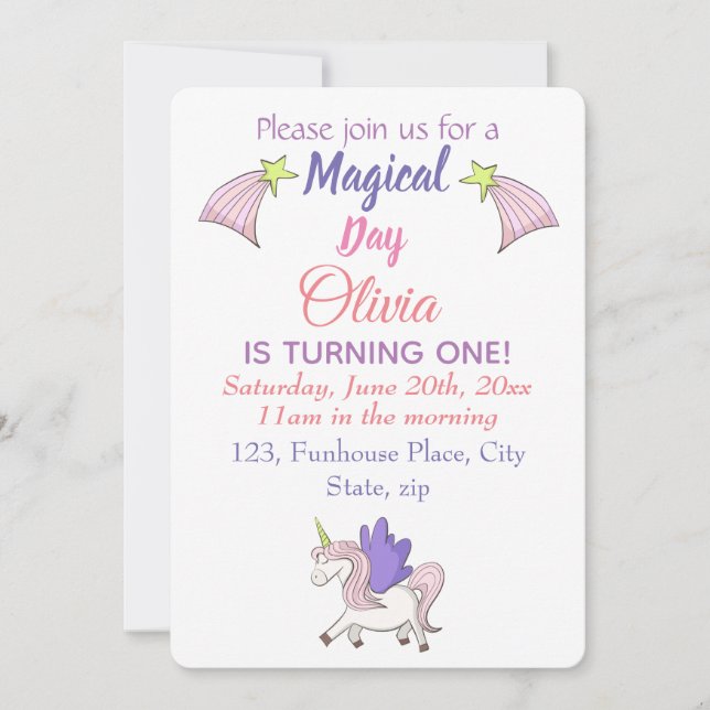 Pegasus und Shooting Stars. Einladung (Vorderseite)