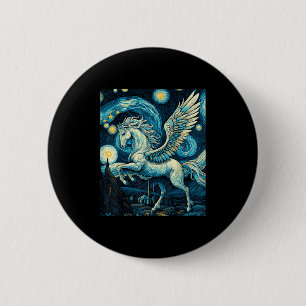 Pegasus Under Starry Night Sky Art Graphic Christm Button
