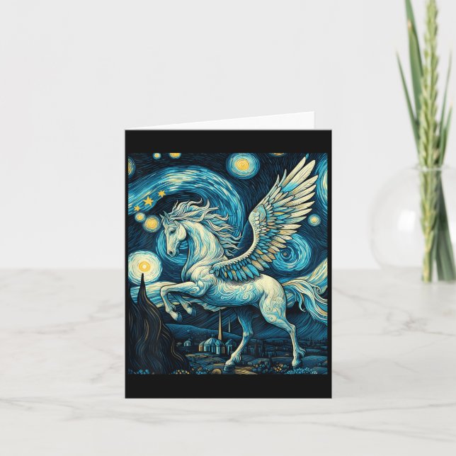 Pegasus Under Starry Night Sky Art Graphic Christm Karte (Vorderseite)