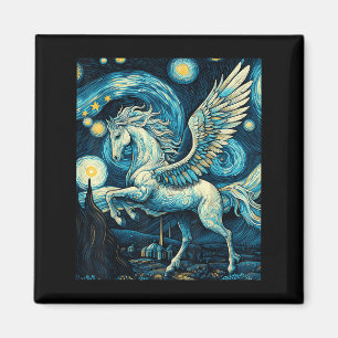 Pegasus Under Starry Night Sky Art Graphic Christm Magnet