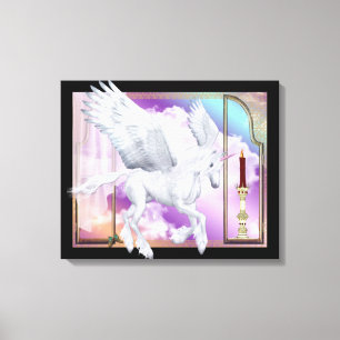 Pegasus Unicorn-Fensterszene Wrapped Canvas Leinwanddruck