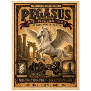 Pegasus, Vintage Zirkusmonster Postkarte