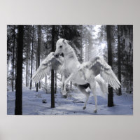 Pegasus Winged Flying Horst Snow Poster