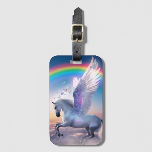 Pegasus with Rainbow Gepäckanhänger (Vorderseite Vertikal)