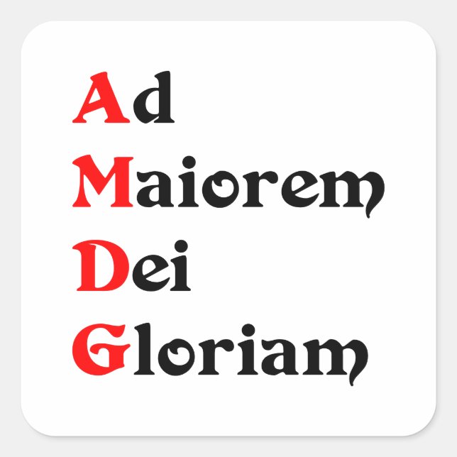 Pegatina AMDG, Ad Maiorem Dei Gloriam Quadratischer Aufkleber (Vorderseite)