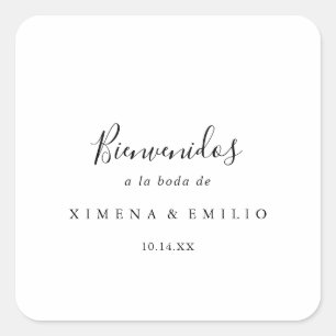 Pegatina Cuadrada Bienvenida de Boda Española Quadratischer Aufkleber