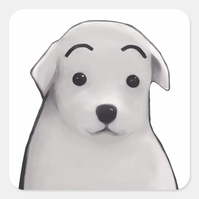 Pegatina de perrito sorprendido  quadratischer aufkleber (Vorderseite)