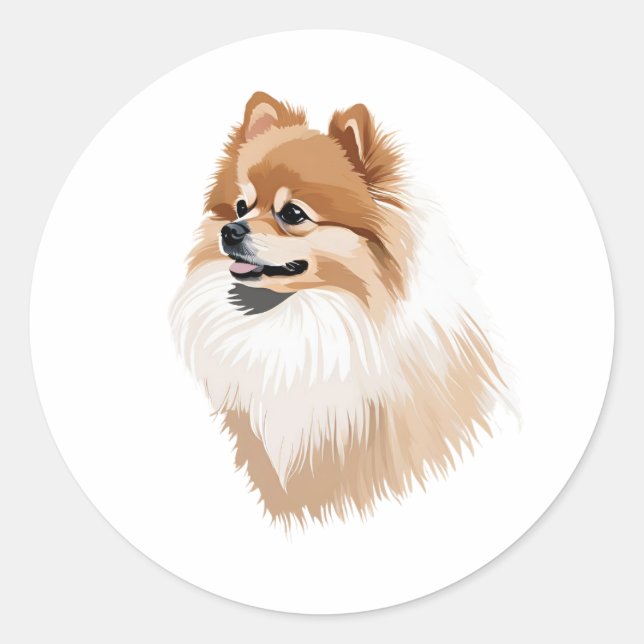 Pegatina perro Pomeranian Runder Aufkleber (Vorderseite)