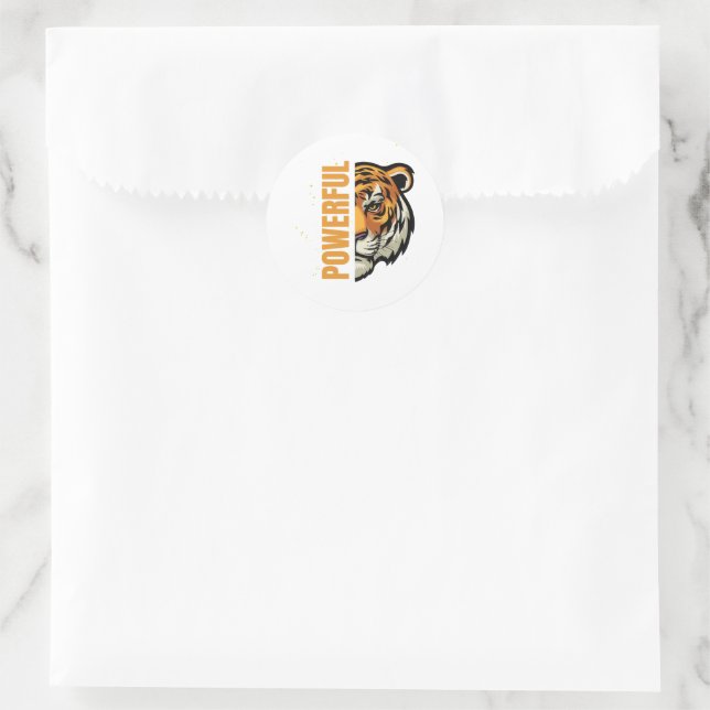Pegatina Tigre Poderoso Runder Aufkleber (Tasche)