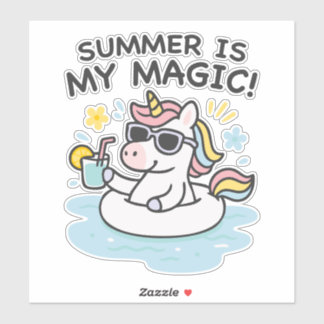 Pegatina unicornio kawaii “Summer is my magic” Aufkleber