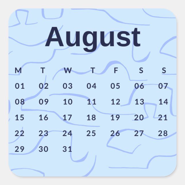 Pegatinas mes del año - August (S'K) *2022 Quadratischer Aufkleber (Vorderseite)