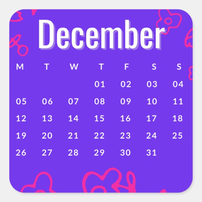 Pegatinas mes del año - December (S'C) Quadratischer Aufkleber (Vorderseite)