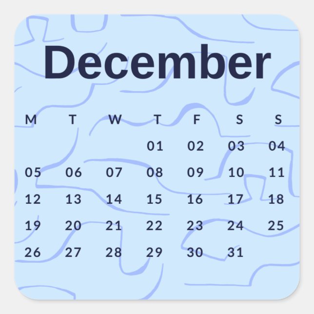 Pegatinas mes del año - December (S'K) *2022 Quadratischer Aufkleber (Vorderseite)