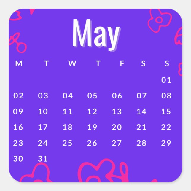 Pegatinas mes del año - May (S'C) Quadratischer Aufkleber (Vorderseite)